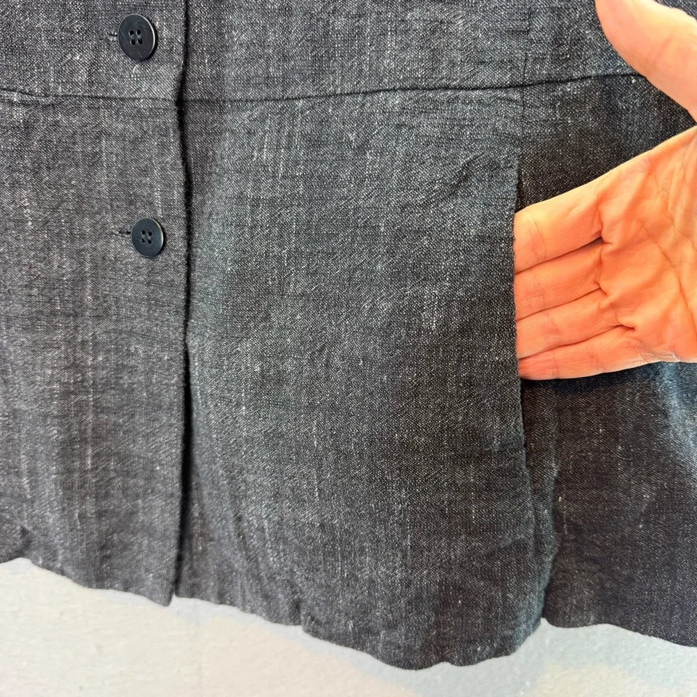 Eileen Fisher - women’s cotton linen blend Jacket dark‎ gray button down size 2X